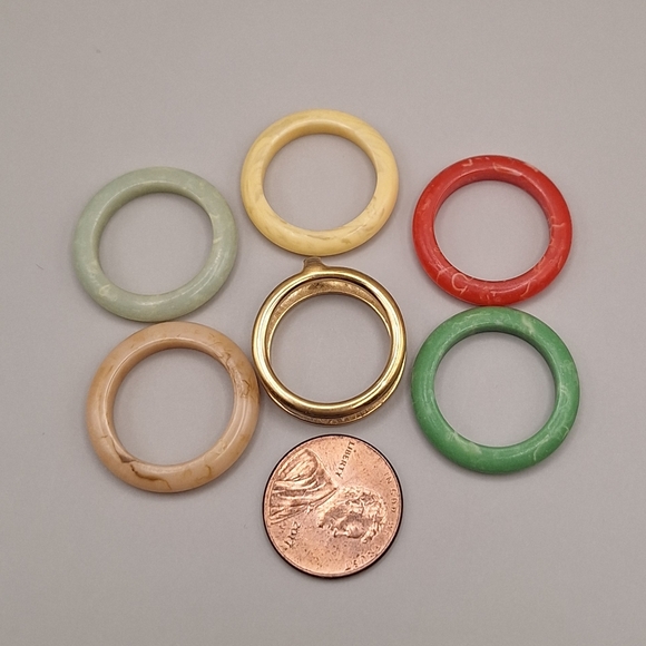 Vintage Avon Color Go Round Interchangeable Lucite Band Ring Full Set –Sz 7- 70s - Picture 13 of 16